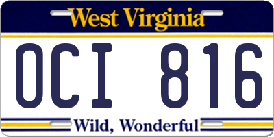 WV license plate OCI816