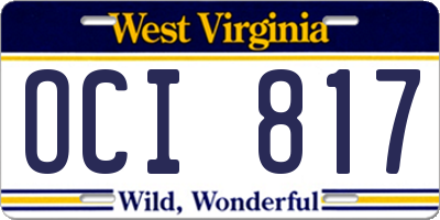 WV license plate OCI817