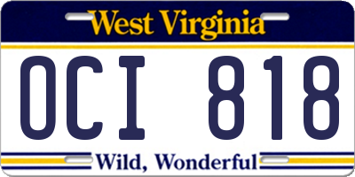 WV license plate OCI818