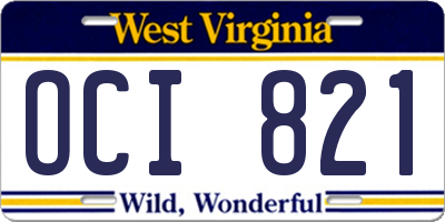 WV license plate OCI821