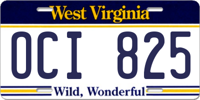 WV license plate OCI825