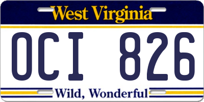 WV license plate OCI826