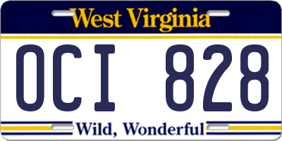 WV license plate OCI828