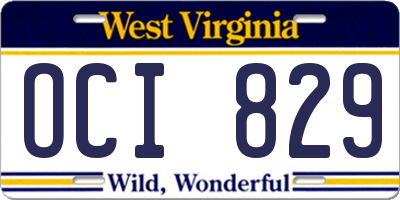 WV license plate OCI829