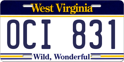 WV license plate OCI831