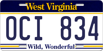 WV license plate OCI834