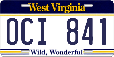 WV license plate OCI841