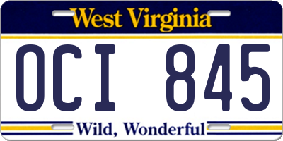 WV license plate OCI845