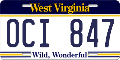 WV license plate OCI847