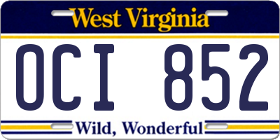 WV license plate OCI852