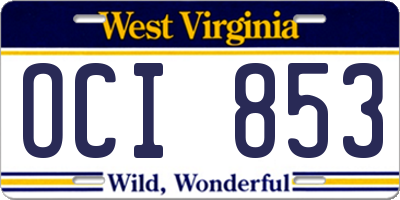 WV license plate OCI853