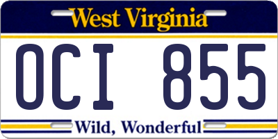 WV license plate OCI855