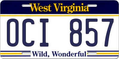 WV license plate OCI857