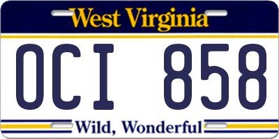 WV license plate OCI858