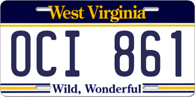 WV license plate OCI861