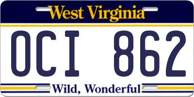 WV license plate OCI862