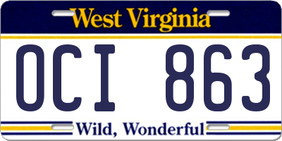 WV license plate OCI863