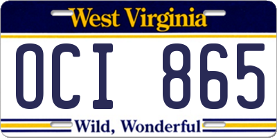 WV license plate OCI865