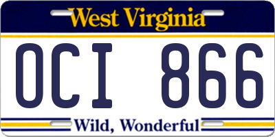 WV license plate OCI866
