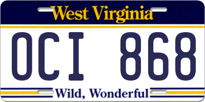 WV license plate OCI868