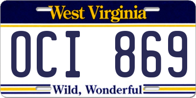 WV license plate OCI869