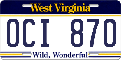WV license plate OCI870