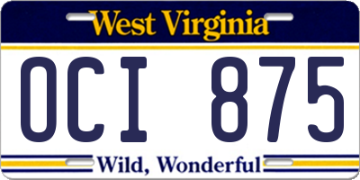 WV license plate OCI875