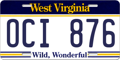 WV license plate OCI876