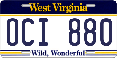 WV license plate OCI880