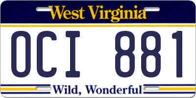 WV license plate OCI881