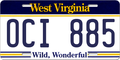 WV license plate OCI885