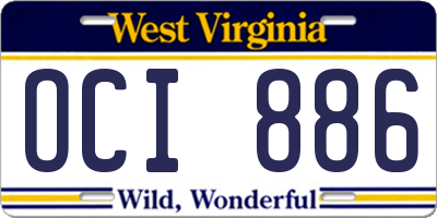 WV license plate OCI886
