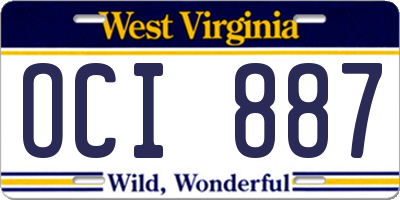 WV license plate OCI887