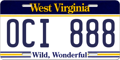 WV license plate OCI888