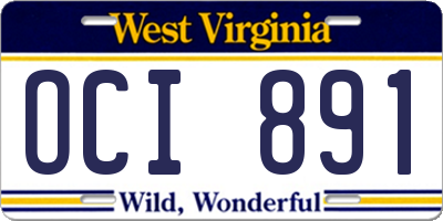 WV license plate OCI891