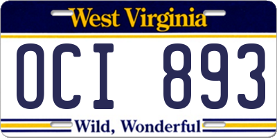 WV license plate OCI893