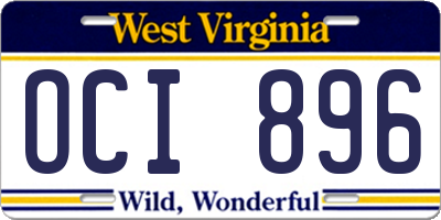 WV license plate OCI896
