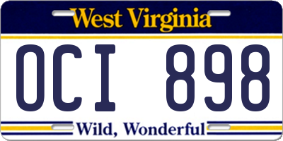 WV license plate OCI898