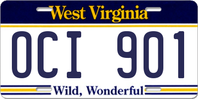 WV license plate OCI901