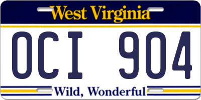 WV license plate OCI904