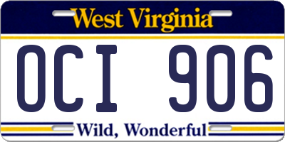 WV license plate OCI906