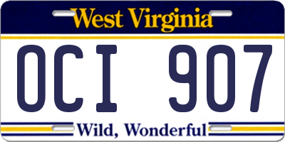 WV license plate OCI907