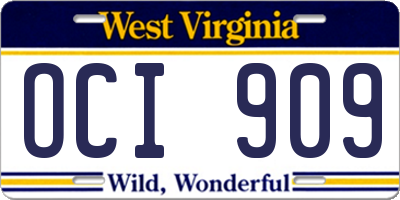 WV license plate OCI909