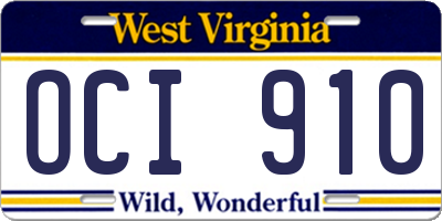 WV license plate OCI910