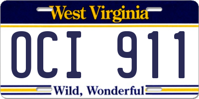 WV license plate OCI911