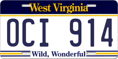 WV license plate OCI914