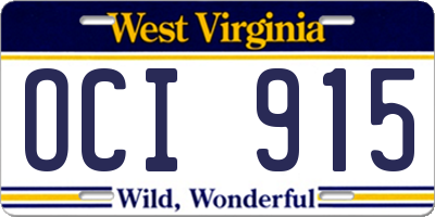 WV license plate OCI915
