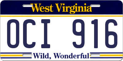 WV license plate OCI916