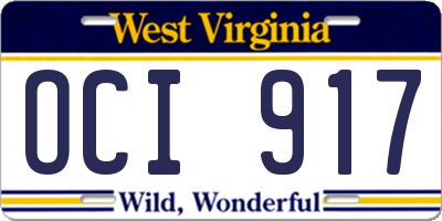WV license plate OCI917