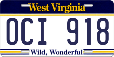 WV license plate OCI918